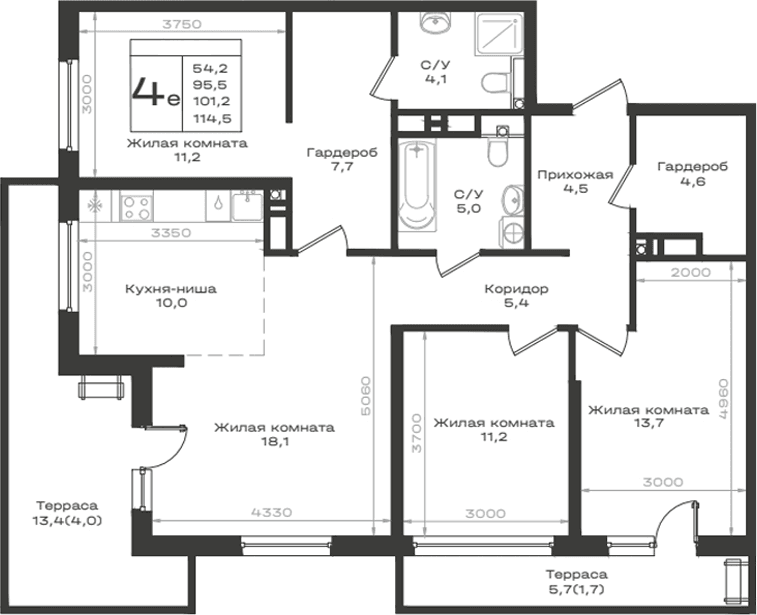 Продается 4-комн. квартира, 95.5 м²