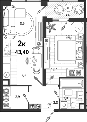 Продается 2-комн. квартира, 40 м²