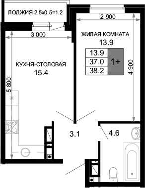 Продается 2-комн. квартира, 37 м²
