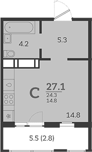 Продается 1-комн. квартира, 24.3 м²