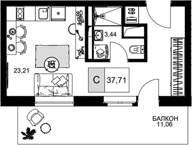 Продается 1-комн. квартира, 26.65 м²