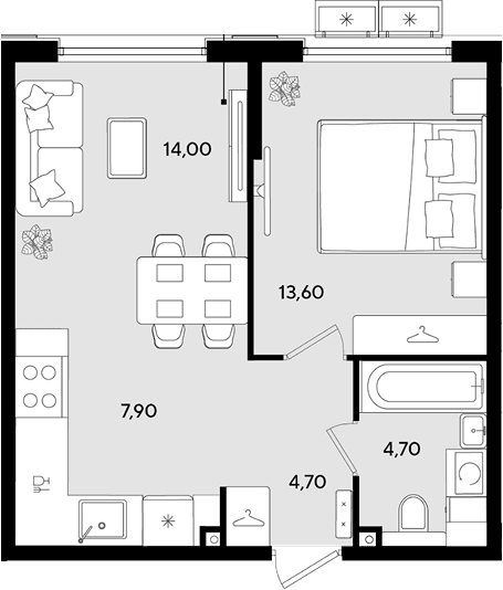 Продается 2-комн. квартира, 44.9 м²