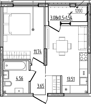 Продается 1-комн. квартира, 33.46 м²