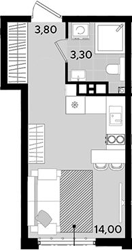 Продается 1-комн. квартира, 21.1 м²