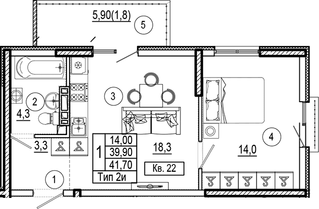 Продается 1-комн. квартира, 39.9 м²