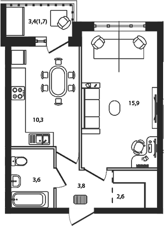 Продается 1-комн. квартира, 36.2 м²