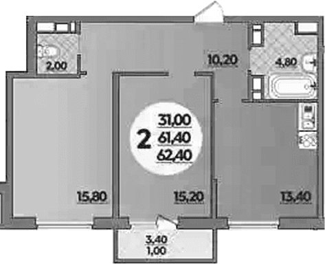 Продается 2-комн. квартира, 61.2 м²