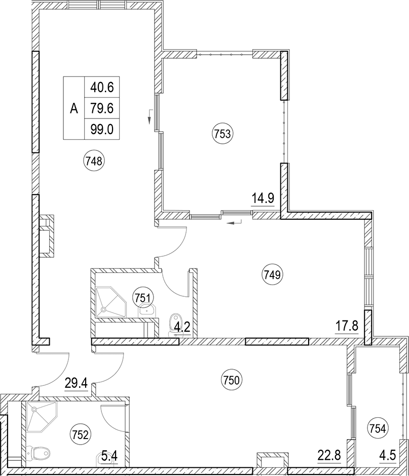 Продается 2-комн. квартира, 79.6 м²