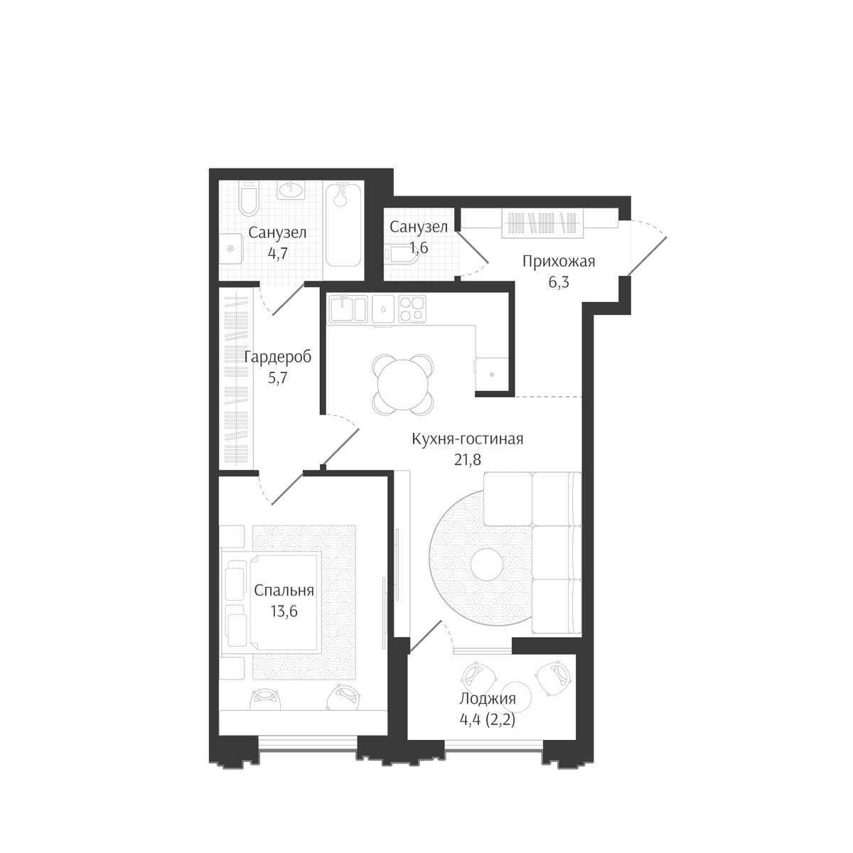 Продается 2-комн. квартира, 53.7 м²