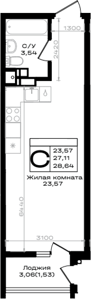 Продается 1-комн. квартира, 27.11 м²
