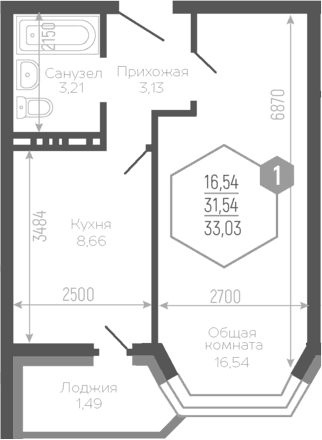 Продается 1-комн. квартира, 31.01 м²