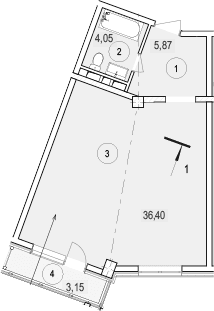 Продается 1-комн. квартира, 46.32 м²