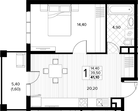Продается 1-комн. квартира, 39.5 м²