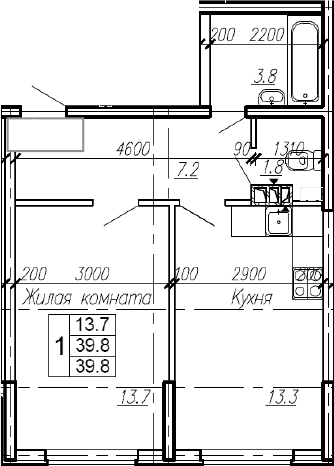 Продается 1-комн. квартира, 39.8 м²