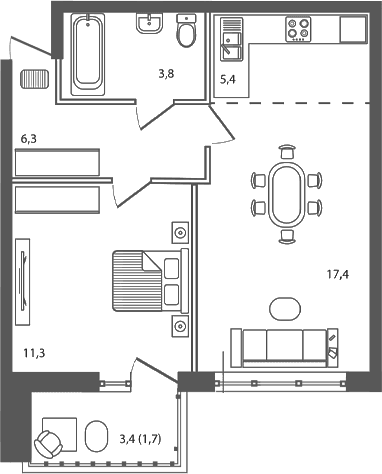 Продается 2-комн. квартира, 44.2 м²