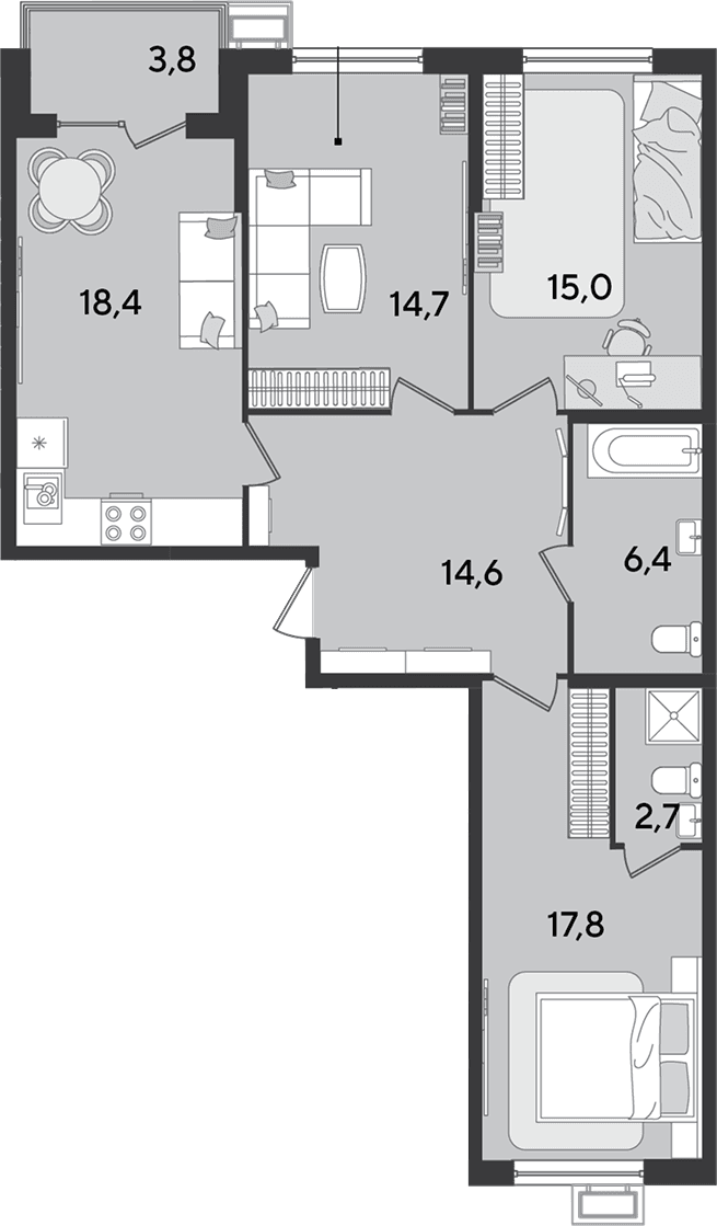 Продается 4-комн. квартира, 89.6 м²