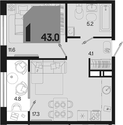 Продается 1-комн. квартира, 38.2 м²