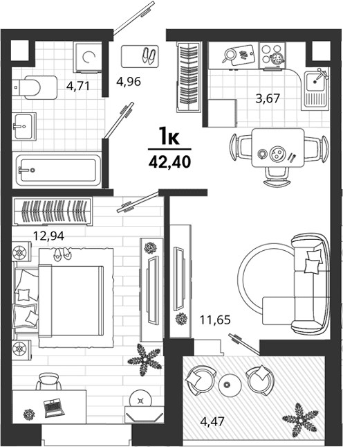 Продается 1-комн. квартира, 37.93 м²
