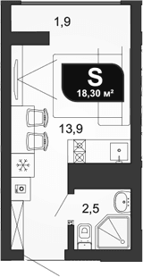 Продается 1-комн. квартира, 16.4 м²