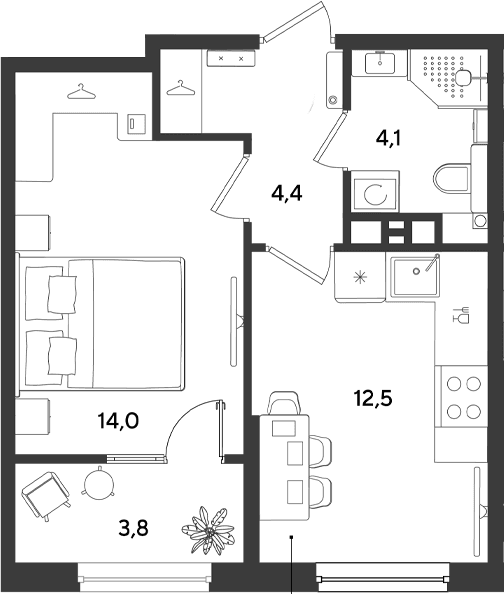 Продается 1-комн. квартира, 35 м²