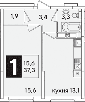 Продается 1-комн. квартира, 37.3 м²