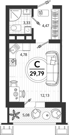 Продается 1-комн. квартира, 24.71 м²
