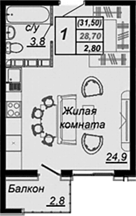 Продается 1-комн. квартира, 29.36 м²