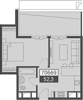 Продается 1-комн. квартира, 52.3 м²