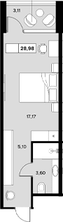 Продается 1-комн. квартира, 25.87 м²