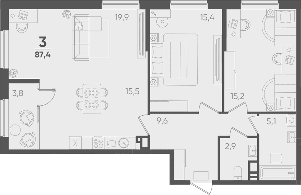 Продается 3-комн. квартира, 83.6 м²