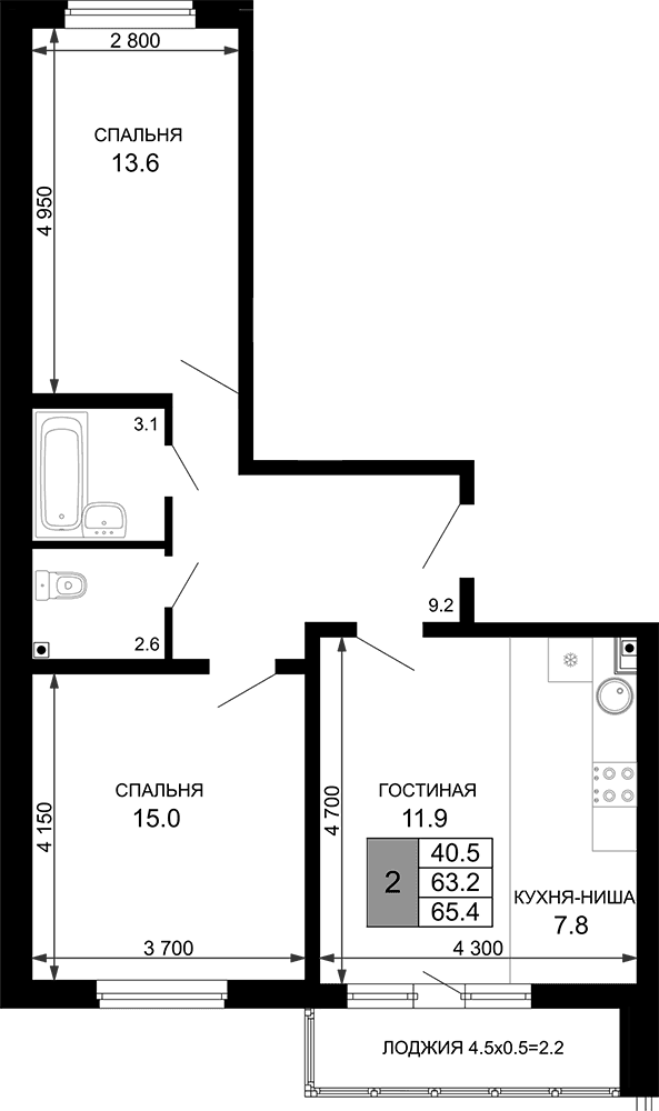 Продается 3-комн. квартира, 63.2 м²