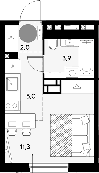Продается 1-комн. квартира, 22.2 м²