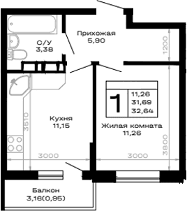 Продается 1-комн. квартира, 31.69 м²