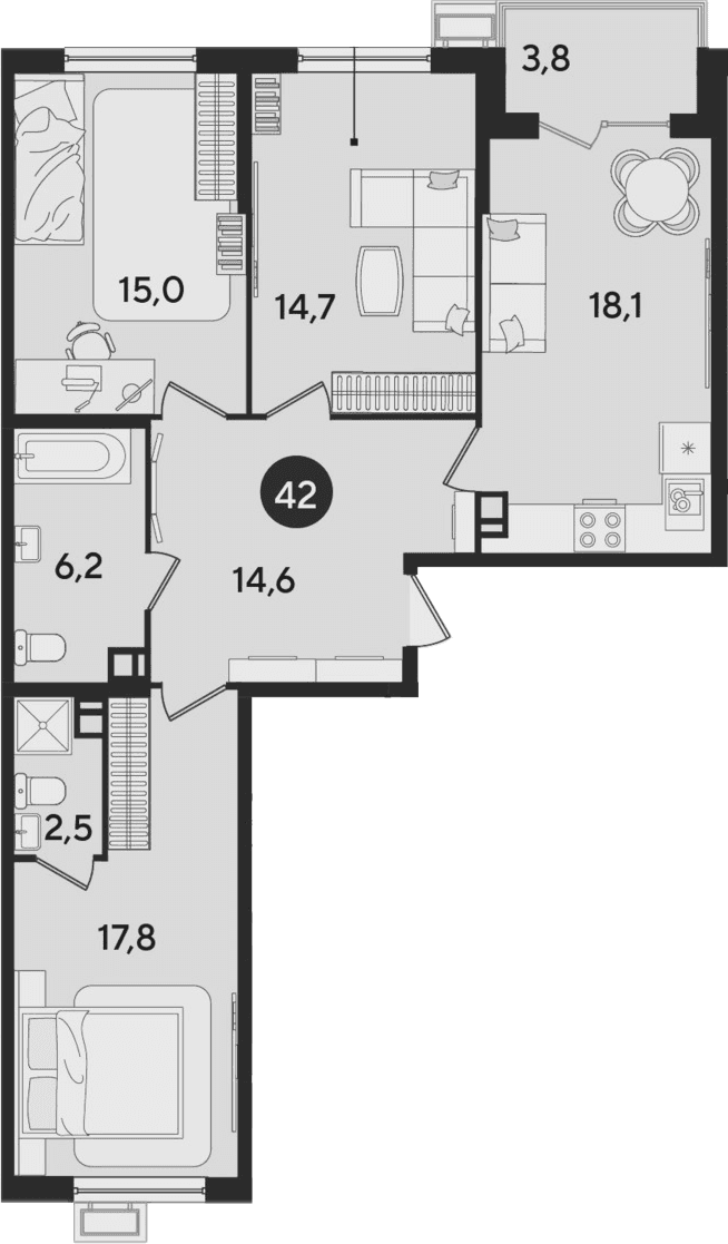 Продается 4-комн. квартира, 88.9 м²