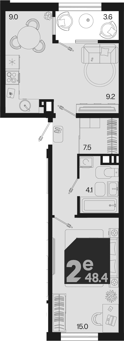 Продается 2-комн. квартира, 44.8 м²