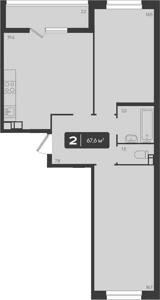 Продается 2-комн. квартира, 65.4 м²
