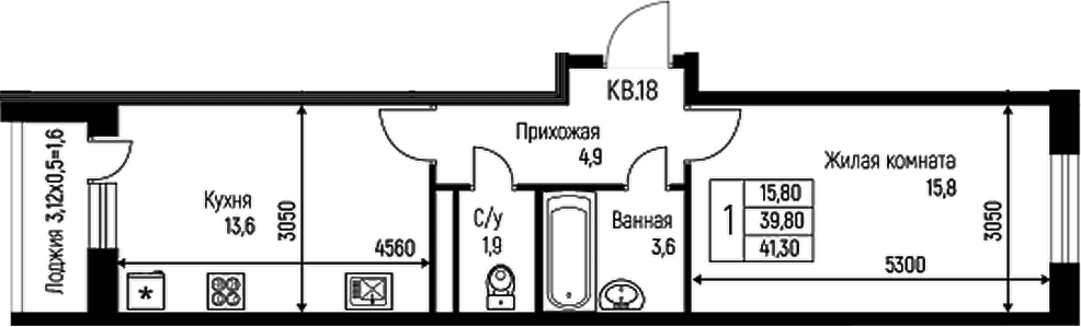 Продается 1-комн. квартира, 39.8 м²