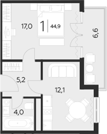 Продается 1-комн. квартира, 38.3 м²