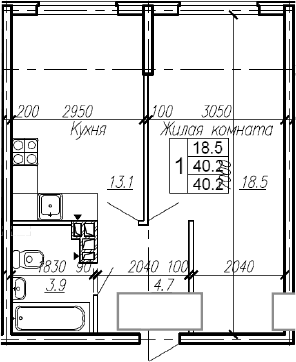 Продается 1-комн. квартира, 40.2 м²
