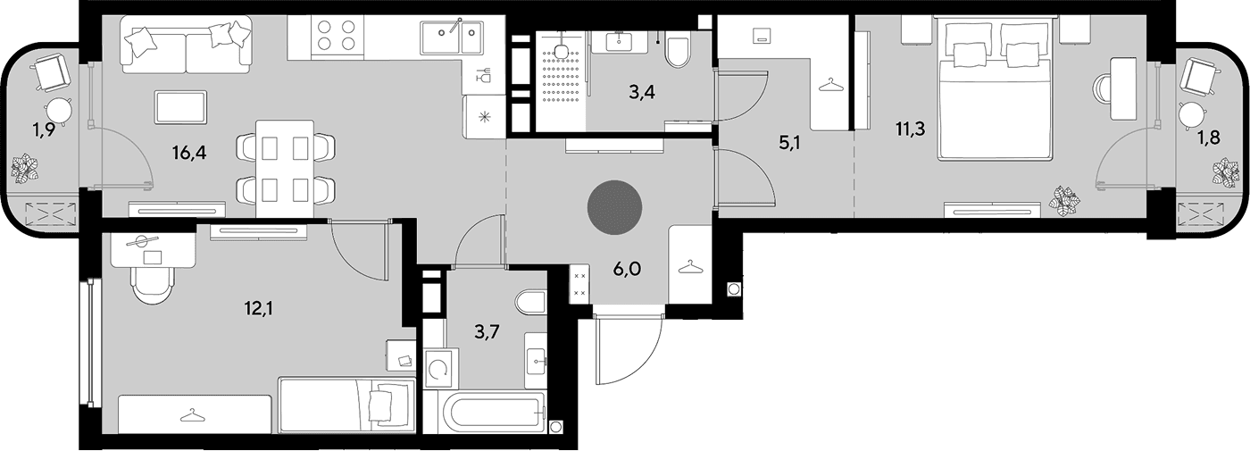 Продается 3-комн. квартира, 58 м²