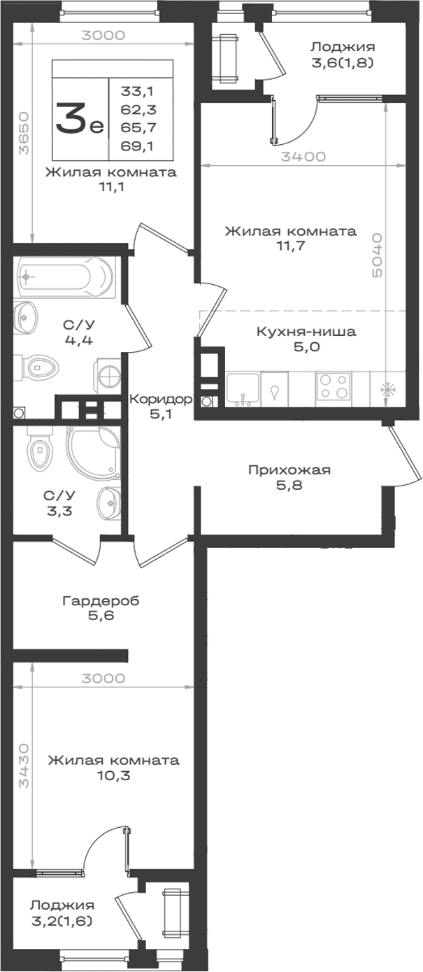 Продается 3-комн. квартира, 62.3 м²