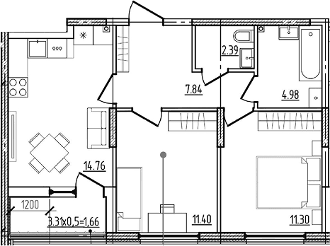 Продается 2-комн. квартира, 52.67 м²