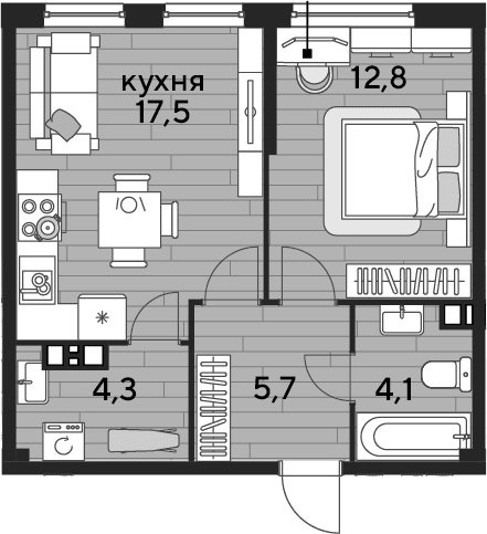Продается 1-комн. квартира, 44.4 м²