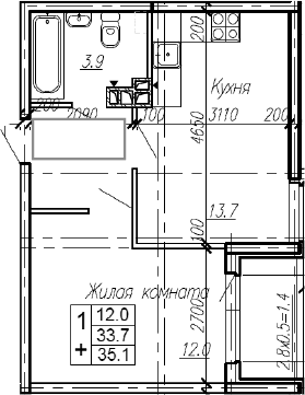 Продается 1-комн. квартира, 33.7 м²