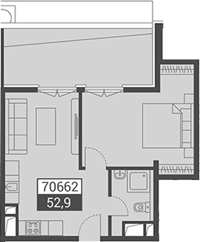 Продается 1-комн. квартира, 52.9 м²