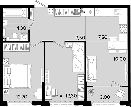 Продается 3-комн. квартира, 56.3 м²