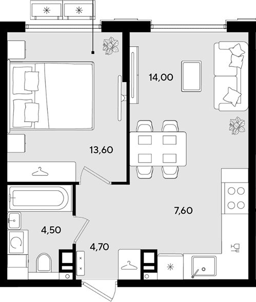 Продается 2-комн. квартира, 44.4 м²
