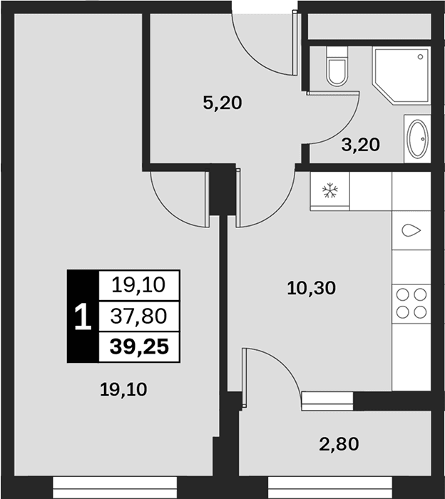 Продается 1-комн. квартира, 37.85 м²