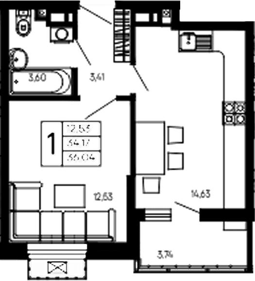 Продается 1-комн. квартира, 34.17 м²