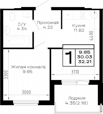 Продается 1-комн. квартира, 30.03 м²